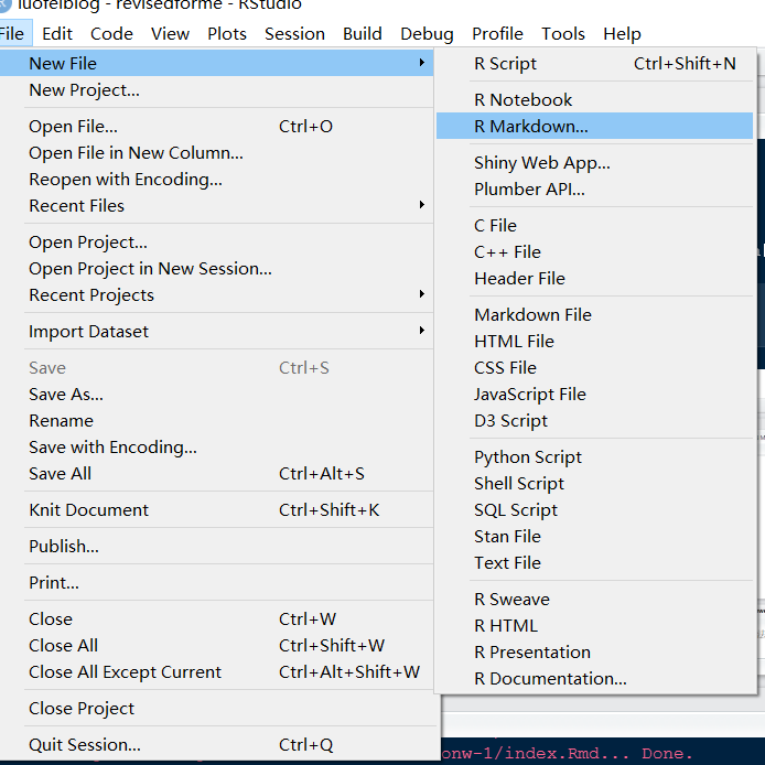 新建rmarkdown文件